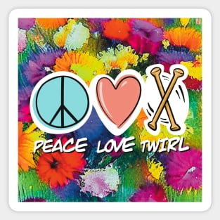 Peace Love Twirl symbol Floral design Sticker